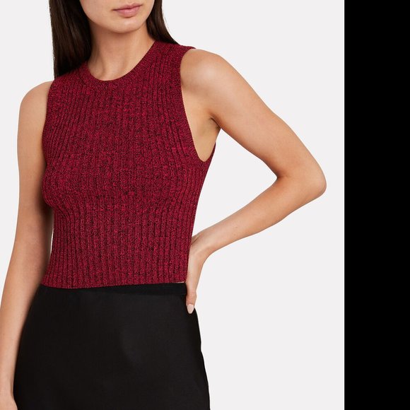 ALC Marie Crew Neck Sleeveless Red Cropped Knit Top Tank Small EUC  $87 - Picture 1 of 9